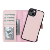 Apple iPhone 14 Plus Uyumlu Deri Cüzdanlı Kılıf MWWN NU2 Pembe thumbnail 1