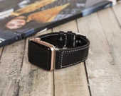 Apple Watch Uyumlu Deri Kordon 42-44-45mm NM4-AS1 Siyah thumbnail 2