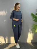 Kadın Iki Iplik Viskon Pamuk Kumaş Arma Detaylı Ikili Takım - 4