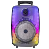 1802 Kablolu Mikrofonlu RGB Ledli Taşınabilir Bluetooth Hoparlör Parti Speaker - 1