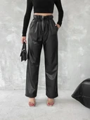 BİÇOMİ Kendinden ince kemerli deri pantolon siyah t1178 thumbnail 3