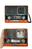 Saatli Fenerli Bluetooth Nostaljik Radyo AUX SD USB Girişli Bluetooth Hoparlör thumbnail 5