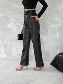 BİÇOMİ Kendinden ince kemerli deri pantolon siyah t1178 thumbnail 6