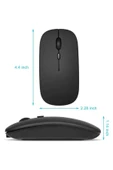 Kablosuz Mouse Fare Şarjlı Bluetooth Wireless Çift Modlu Sessiz - 4