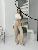 Fitilli şardonlu pantolon bej a4058 - 5