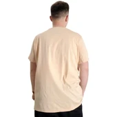 Büyük Beden Erkek Tshirt Bisiklet Yaka Basic 20031 Bej thumbnail 4