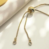 Doğum Ayına Özel 14 Ayar Altın Plakalı Kelebek Figürlü Zincirli Beyaz Taş Desenli Hediye Bileklik-342 thumbnail 4