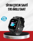 S10 Akıllı Çocuk Saati Siyah Model Çift Yönlü Konuşma ve SOS thumbnail 1