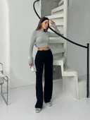 Fitilli şardonlu pantolon siyah a4058 - 5