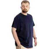 Büyük Beden Erkek T-shirt Basic 20031 Lacivert thumbnail 2