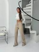 Fitilli şardonlu pantolon bej a4058 - 2