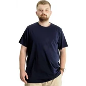 Büyük Beden Erkek T-shirt Basic 20031 Lacivert thumbnail 1