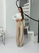 Fitilli şardonlu pantolon bej a4058 - 1