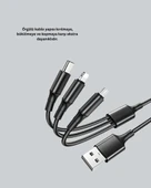 3’ü 1 Arada Hızlı Şarj Kablosu – iOS Android Type-C Uyumlu - 3