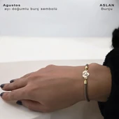 Doğum Ayına Özel 14 Ayar Altın Plakalı Kalp Motifli Kahverengi İpek Örgülü Hediye Bileklik-347 thumbnail 2