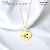 Burca Özel Kalp Motifli Sevgililer Günü İçin 14 Ayar Altın Plakalı Hediyelik Kolye-352 thumbnail 2