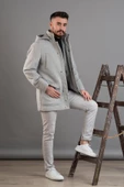 SİR KAPŞONLU FERMUAR KAPAMALI REGULAR FİT ERKEK KAŞE KABAN - 1