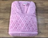 Royam 2 Parça %100 Pamuklu Kısmi Kadife Tek Kişilik Bornoz Seti thumbnail 6