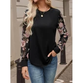 Lucky Life Kadın Uzun Kollu Bisiklet Yakalı Kolun çiçek Desenli Viskon Iki Iplik Bluz - 2