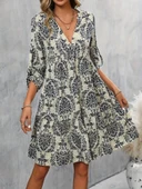 Lucky Life Kadın Uzun Kollu V Yakalı Fırfırlı Mini Süprem Elbise thumbnail 4