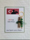 64 Adet Kişiye Özel Asker Kına Hatırası Dağıtmalık Hediyelik Yeşil Anahtarlık ve Paketlenmiş Kına thumbnail 7