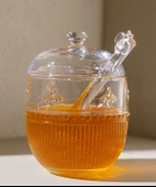 Madame Coco Abeille Kaşıklı Cam Bal Kavanozu - Şeffaf - 240 ml - 7