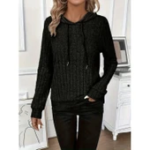 Lucky Life Kadın Uzun Kollu Kapşonlu Bağcıklı şardonlu Kaşkorse Bluz - 5