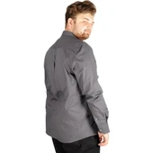 Büyük Beden Erkek Klasik Cepli Gömlek Likralı 20350 Füme thumbnail 3