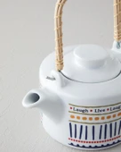English Home Wordy Porselen Demlik 850 ml Beyaz - Lacivert - 2