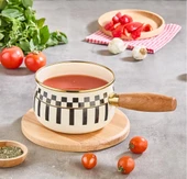 Prime Cream Emaye Ahşap Saplı Sosluk / Sütlük – 14 CM - 1