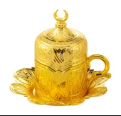 LALEZAR PORSELENLİ DAMAT FİNCANI ALTIN thumbnail 1