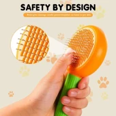 Otomatik Temizlenen Metal Dişli Kedi ve Köpek Fırçası Portakal 18 cm - 3