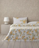 English Home Amalfi Breeze Baskılı Tek Kişilik Pike Takımı 150x220 cm Sarı - 1