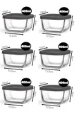 Lav saklama kabı cam kahvaltılık 6 lı - saklama seti 405 cc gri thumbnail 1