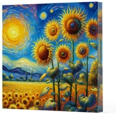 Van Gogh 4 Ayçiçekleri - Çizgisiz Yan Boyamalı Defter - 1