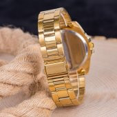 Sarı Renk Takvimli Sarı Çelik Kordonlu Siyah Kadranlı Erkek Kol Saat ST-303990 thumbnail 2