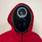 SQUID GAME MASKESİ YUVARLAK ASKER SİYAH RENK KOSTÜM MASKE OYUNCU MASKESİ OYUNU OYUNCAK - 1