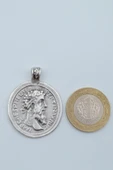Roma Parası Sikke Gümüş Kaplama Düz Zincir Kolye thumbnail 6