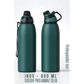 Inox Çelik Termos - 600 ml  SUS304 Çelik Termos Profesyonel YEŞİL - 1