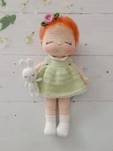 Uykucu Sevimli Bebek ve Tavşiği Amigurumi Organik Oyuncak - 1