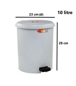 Omnipazar SY-4230 Gri Pedallı Yuvarlak Çöp Kovası İç Kovalı 10 Litre - 2