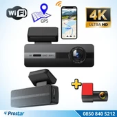 2 Kameralı 4K+1080P Ekransız WIFI GPS 24 Saat Park Modu Özellikli Dashcam Kamera thumbnail 1