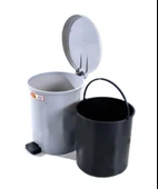 Omnipazar SY-4230 Gri Pedallı Yuvarlak Çöp Kovası İç Kovalı 10 Litre - 3