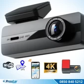 2 Kameralı 4K+1080P Ekransız WIFI GPS 24 Saat Park Modu Özellikli Dashcam Kamera thumbnail 2