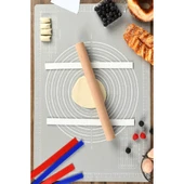 Mucit home Hamur Açma Matı Silikon Yoğurma Matı Gri Hamur Matı Pasta Fırın Altlığı Çok Amaçlı Silikon Mat - 4