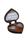 Kişiye Özel İsimli Aynalı Ahşap Alyans Tektaş Pırlanta Evlilik Yüzüğü Kutusu Yüzük Kutusu Hediyelik - 1