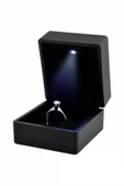Led Işıklı Özel Alyans/tektaş Pırlanta Yüzük Kutusu Siyah - 1