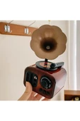 İB GLOBAL Klasik Radyo Görünümlü Gramofon Müzik Kutusu Retro Tarzı Ev Dekorasyon Hediyelik Süs Eşyası - 7