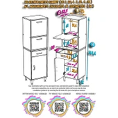 Modilayn VİO Çok Amaçlı Dolap: (35x163.4x32,5 cm) ölçülerinde, çekmeceli ve kapaklı mutfak dolabı. - 4