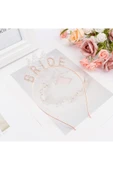 İB GLOBAL Rose Gold Renk Bekarlığa Veda Kristal Taş Bride Tacı Ithal 16x10 Cm thumbnail 3